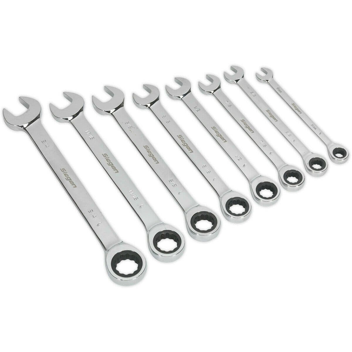 8pc Slim Handled Combination Spanner Set 12 Point Imperial Ring Open End Head