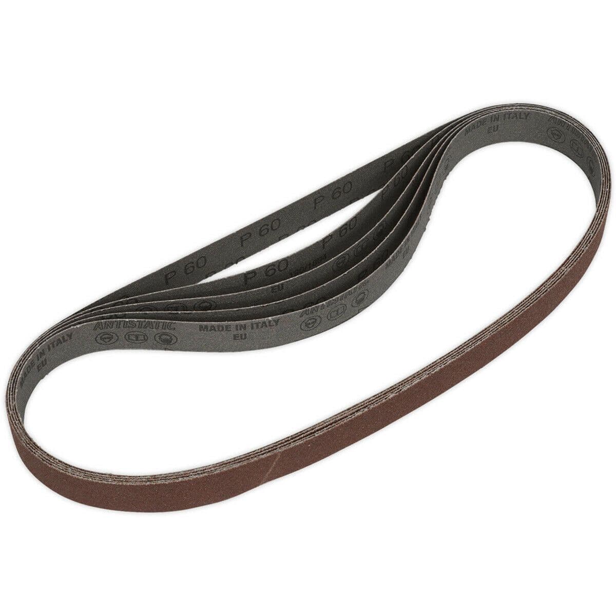 5 PACK 25mm x 762mm Sanding Belts 60 Grit Aluminium Oxide Slim Detail Loop