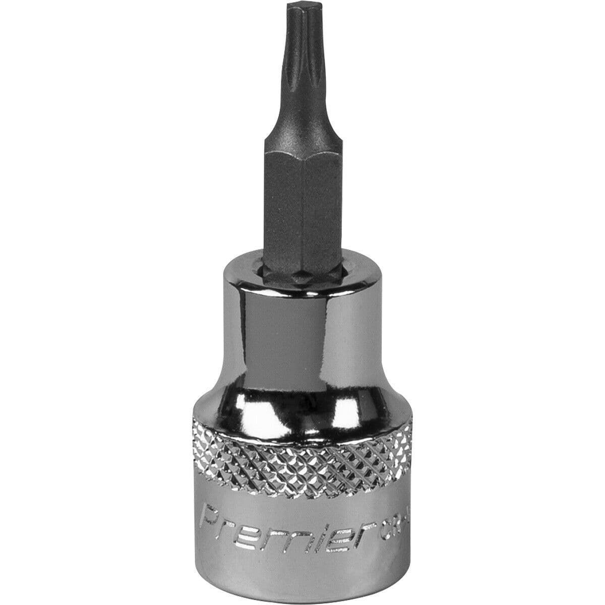 T15 TRX Star Socket Bit - 3/8" Square Drive - PREMIUM S2 Steel Head Knurled Grip