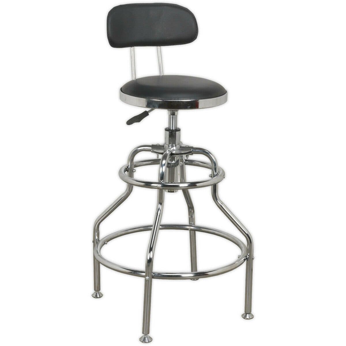 Heavy Duty Pneumatic Workshop Stool Adjustable Height Seat & Back Rest Chair