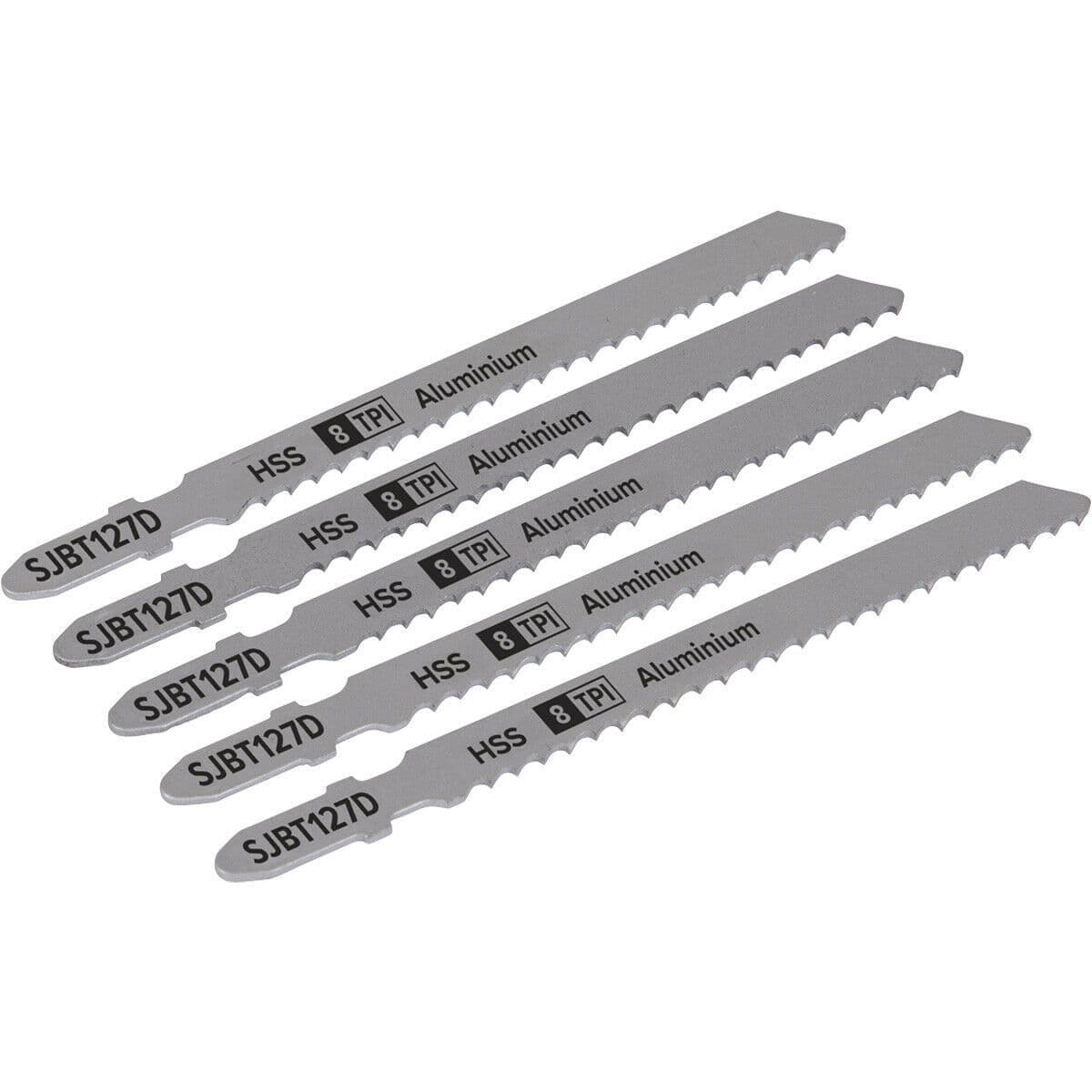 5 PACK 100mm ALUMINIUM Jigsaw Blades 8 TPI Milled & Wavy Teeth Precision Cut