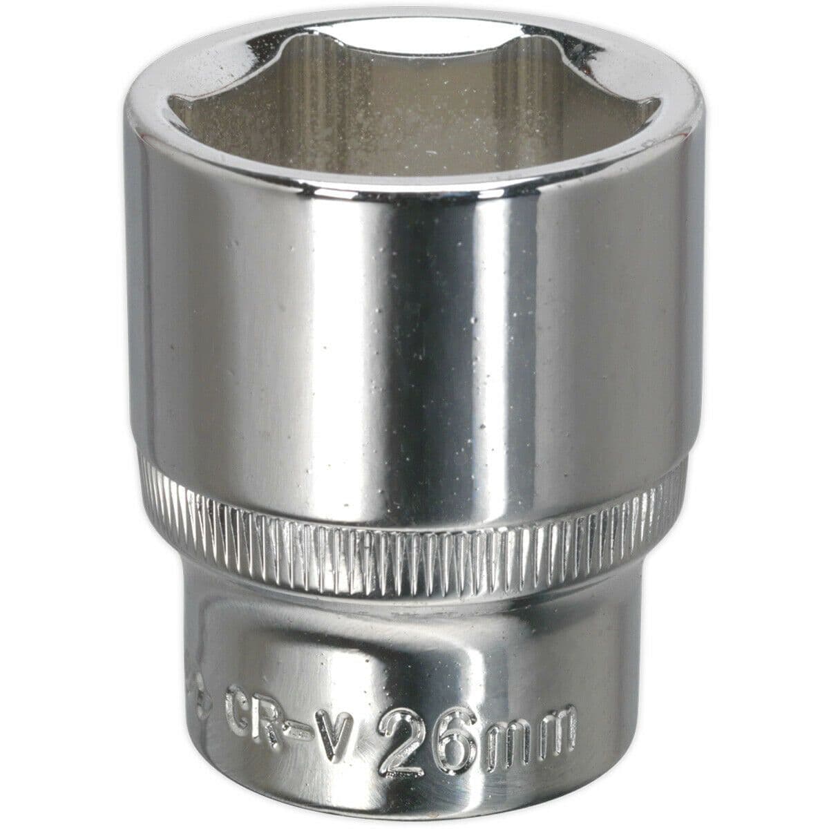 26mm Forged Steel Drive Socket 1 2" Square Drive Polished Chrome Vanadium