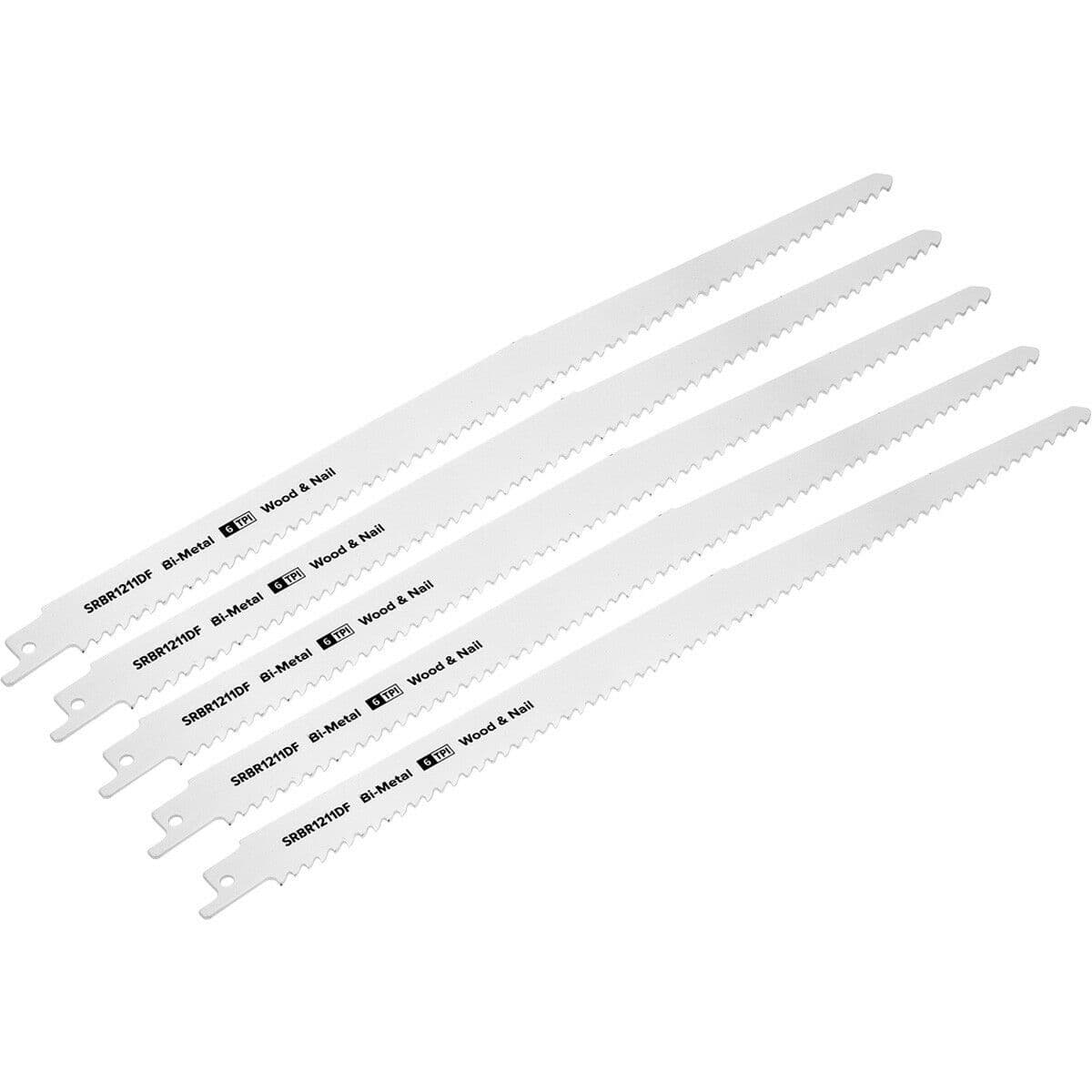 5 PACK 300mm Bi-Metal Reciprocating Saw Blade - 6 TPI - Milled Side Set Teeth