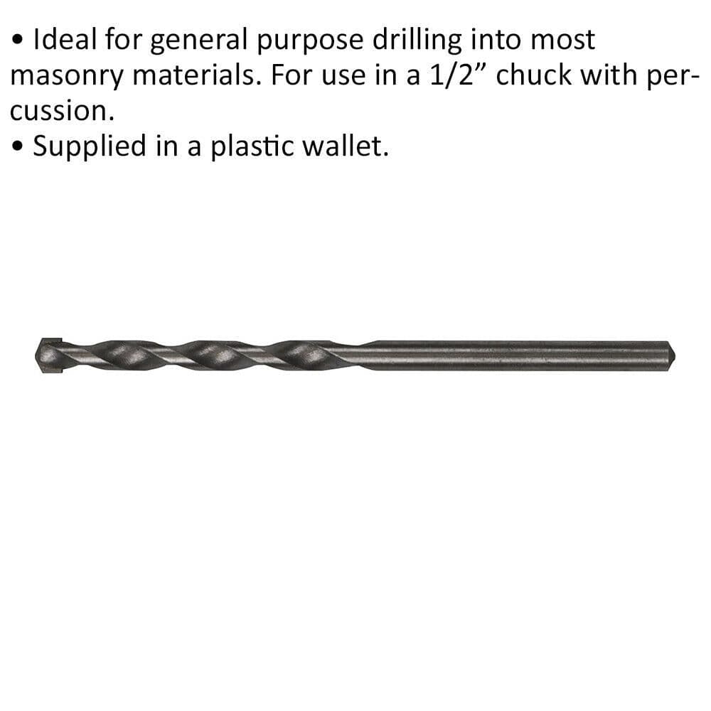 5 x 100mm Rotary Impact Drill Bit - Straight Shank - Masonry Material Drill