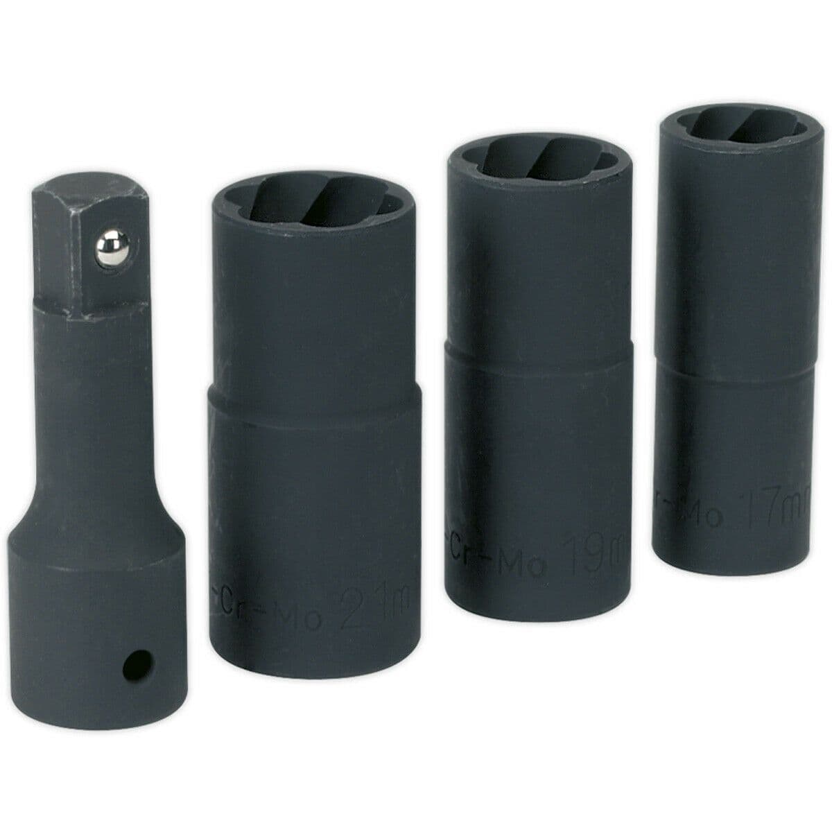 4pc Wheel Nut Removal Flip IMPACT Socket Set 1 2" Drive Fluted Extension
