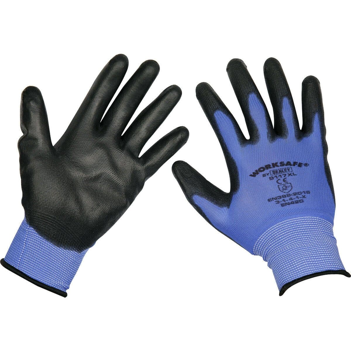 6 PAIRS Lightweight Precision Grip Work Gloves Extra Large Elasticated Wrist
