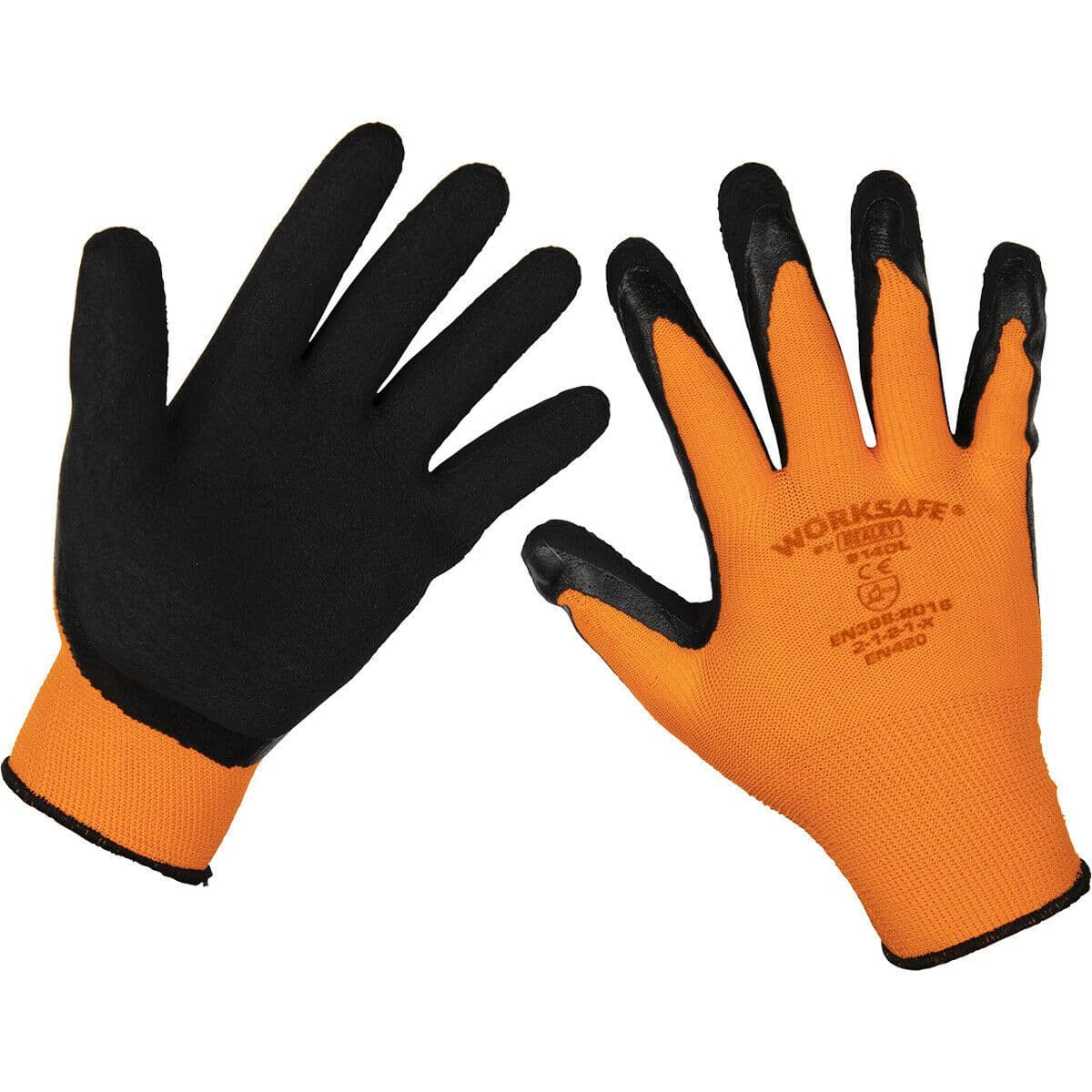 6 PAIRS Foam Latex Work Gloves Superior Grip Latex Coating Large Wet & Dry