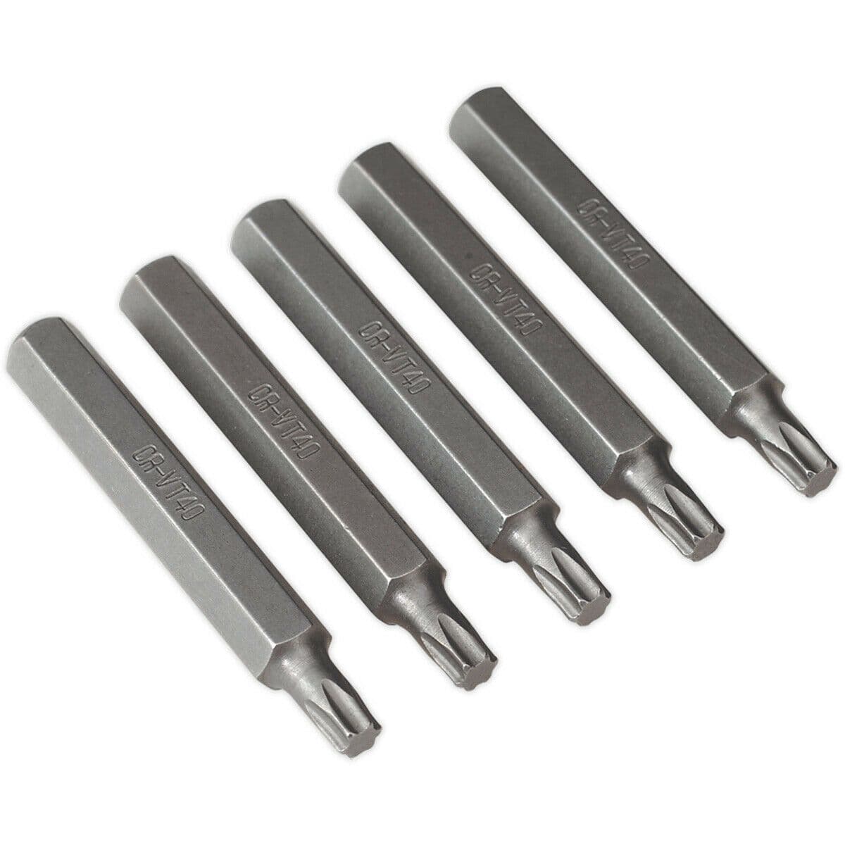5 PACK T40 x 75mm TRX Star Long Bit Set Hex Shaft Chrome Vanadium Steel
