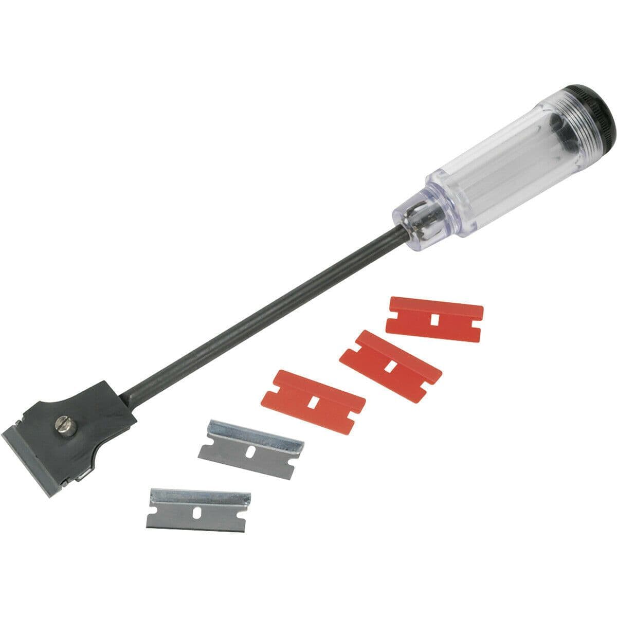 Long Reach Razor Scraper - Includes Razor & Composite Blades - Handle Storage