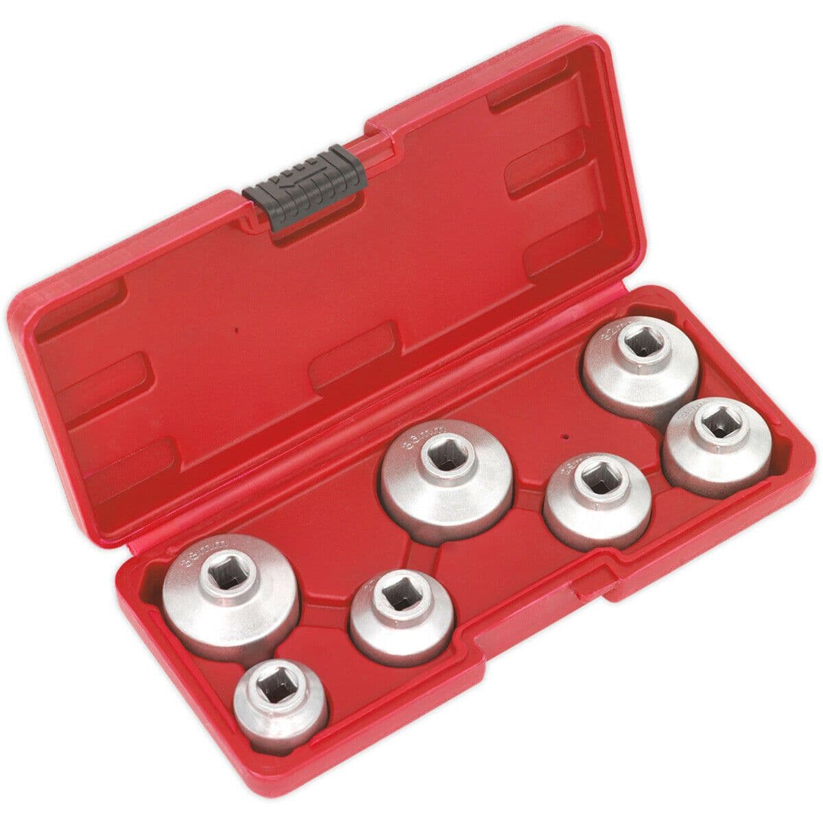 7 Piece Oil Filter Cap Wrench Set 3 8" Sq Drive Low Profile Design Case