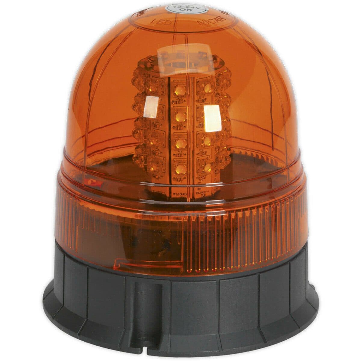12V 24V LED Rotating Amber Hazard Beacon Light 3x Bolt Roof Fixing Points
