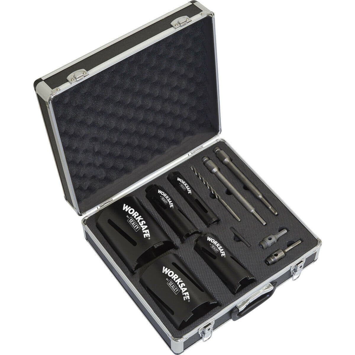 5 Piece Diamond Core Hole Saw Kit 5 Sizes SDS Plus Hex Adaptors