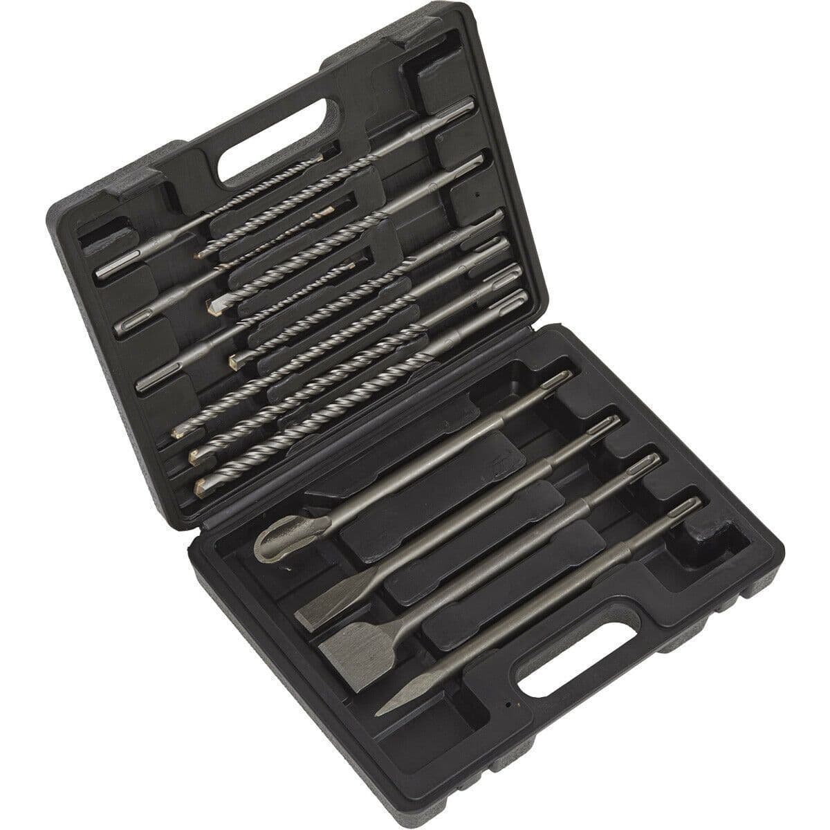 13 Piece SDS Plus Drill Bit & Chisel Set Impact Breaker Steels Storage Case