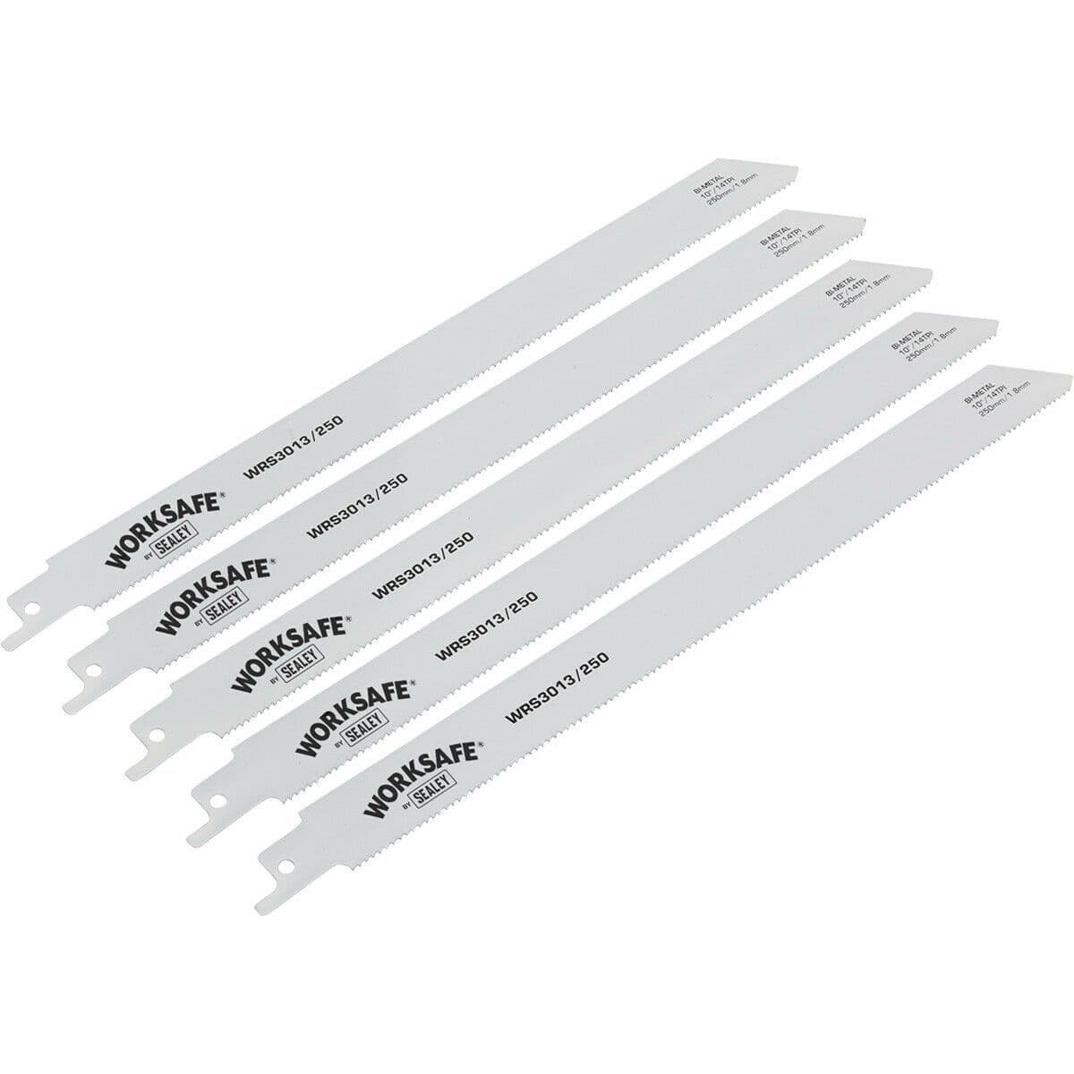 5 PACK 250mm Reciprocating Saw Blade - 14 TPI - Suitable for Iron Steel Pipes