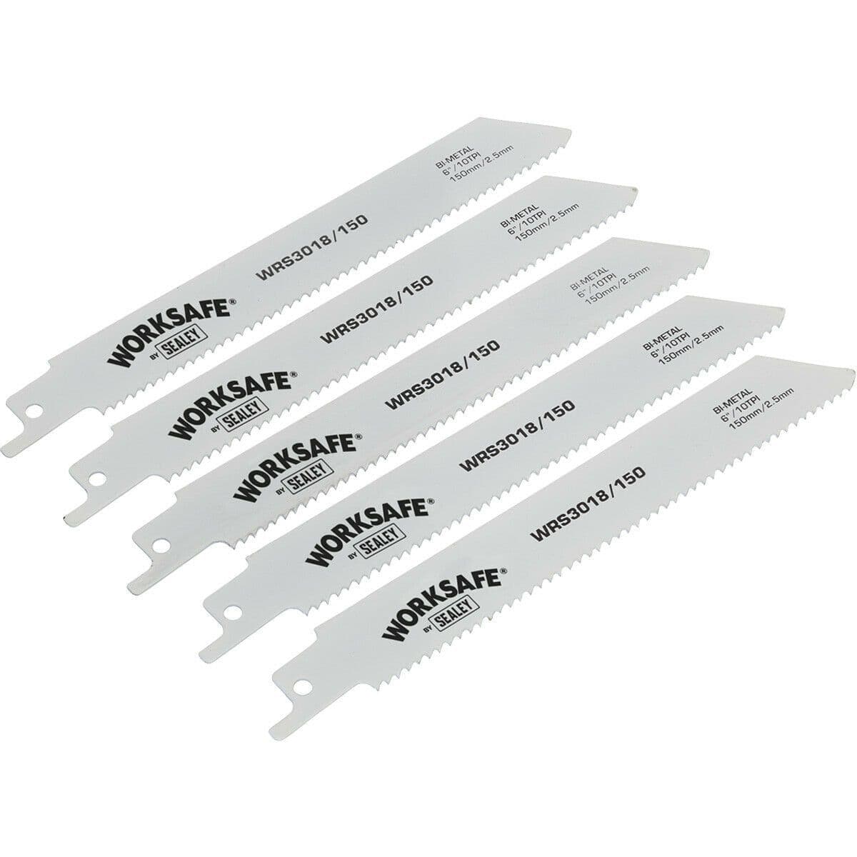 5 PACK 150mm Reciprocating Saw Blade - 10 TPI - Suitable for Iron Steel Pipes