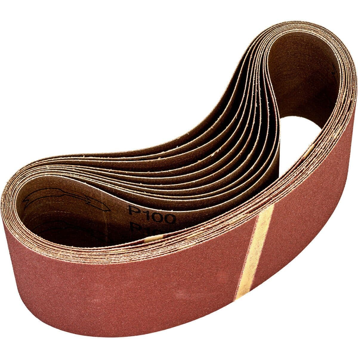 10 PACK 75mm x 533mm Sanding Belts 100 Grit Aluminium Oxide Cloth Backed Set