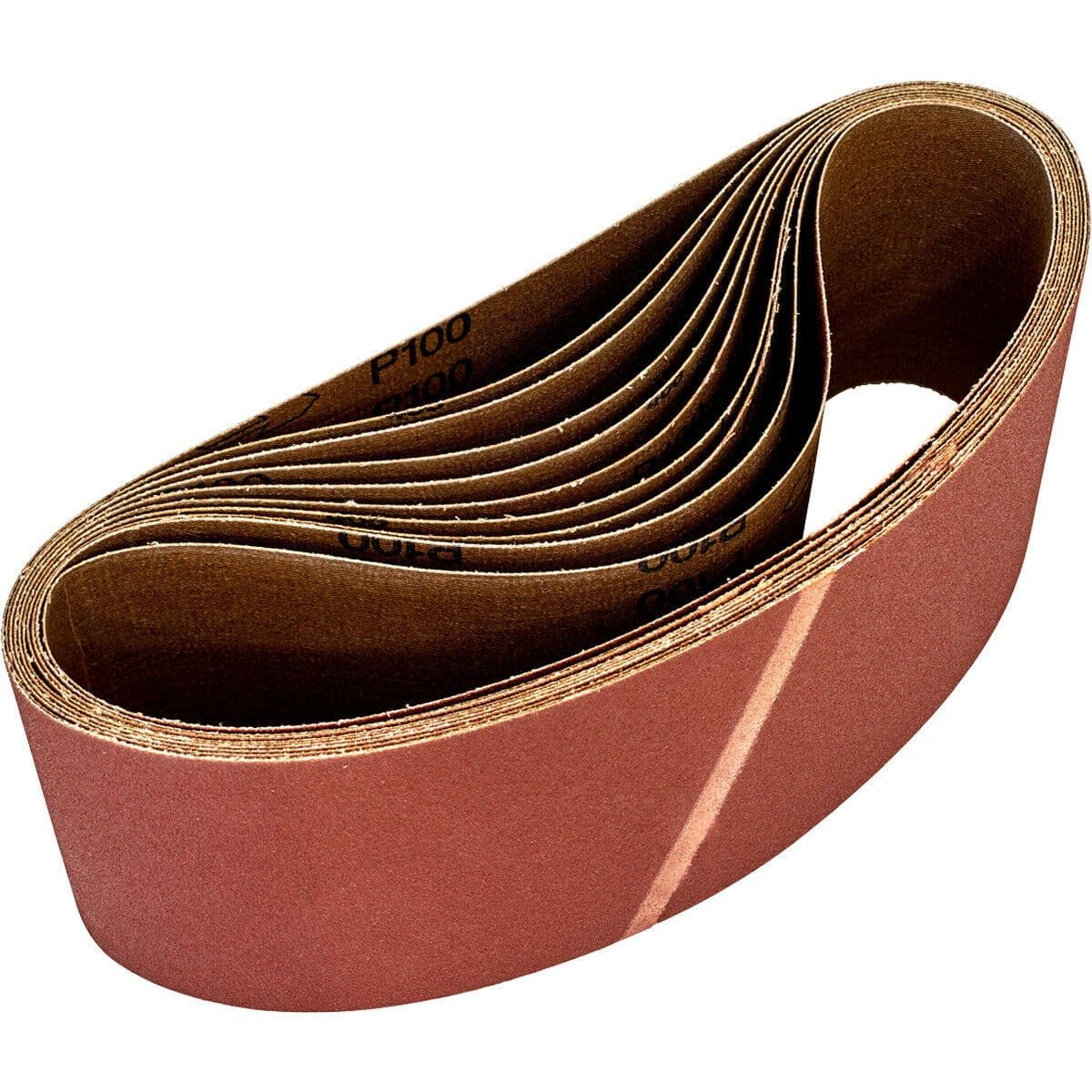 10 PACK 100mm x 620mm Sanding Belts 100 Grit Aluminium Oxide Cloth Backed