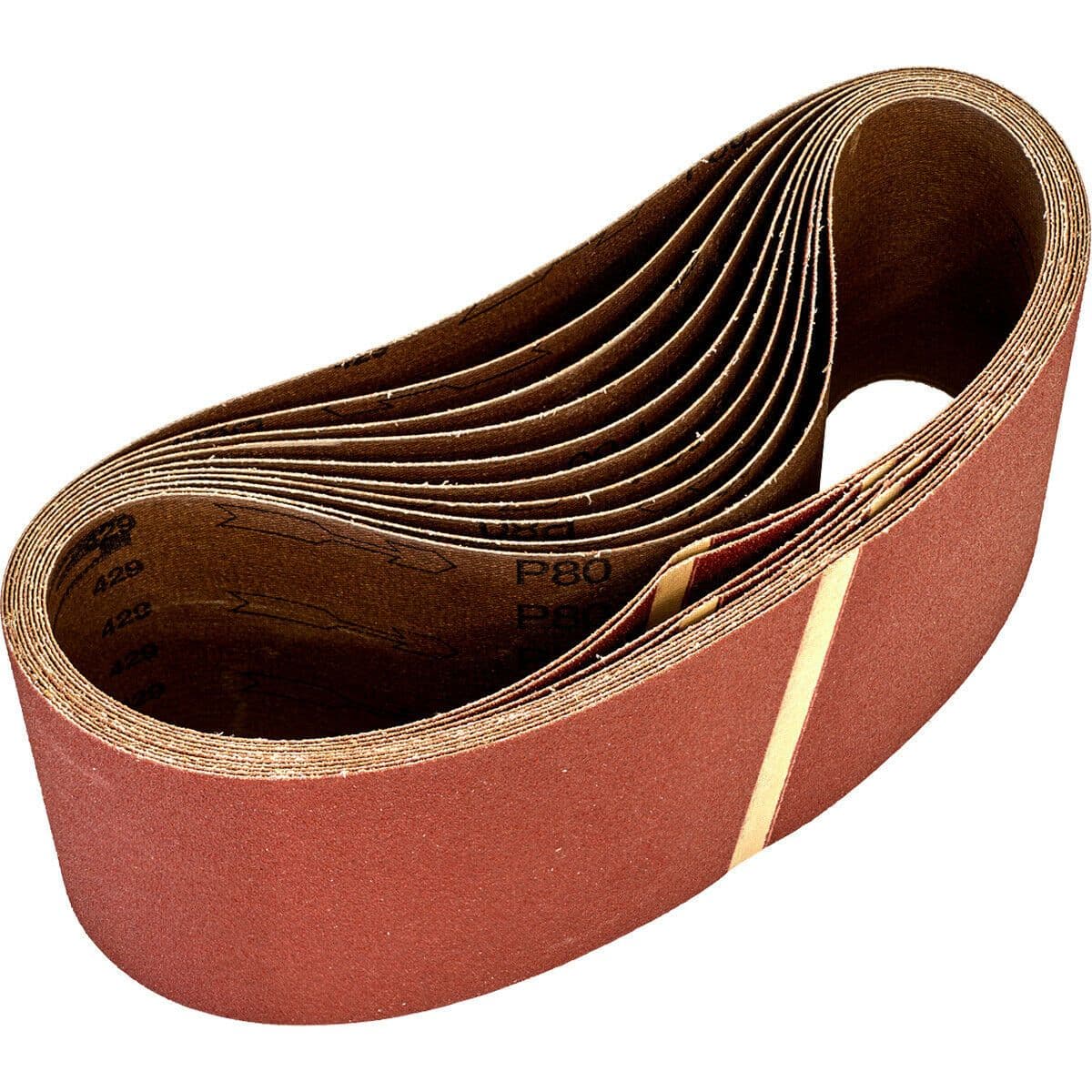 10 PACK 100mm x 620mm Sanding Belts 80 Grit Aluminium Oxide Cloth Backed