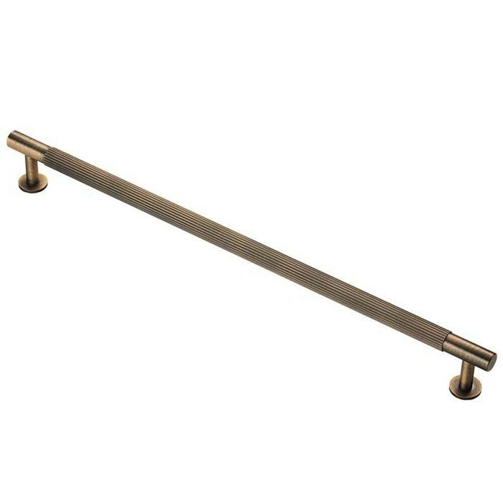 Lined Bar Door Pull Handle 274mm x 13mm 224mm Centres Antique Brass