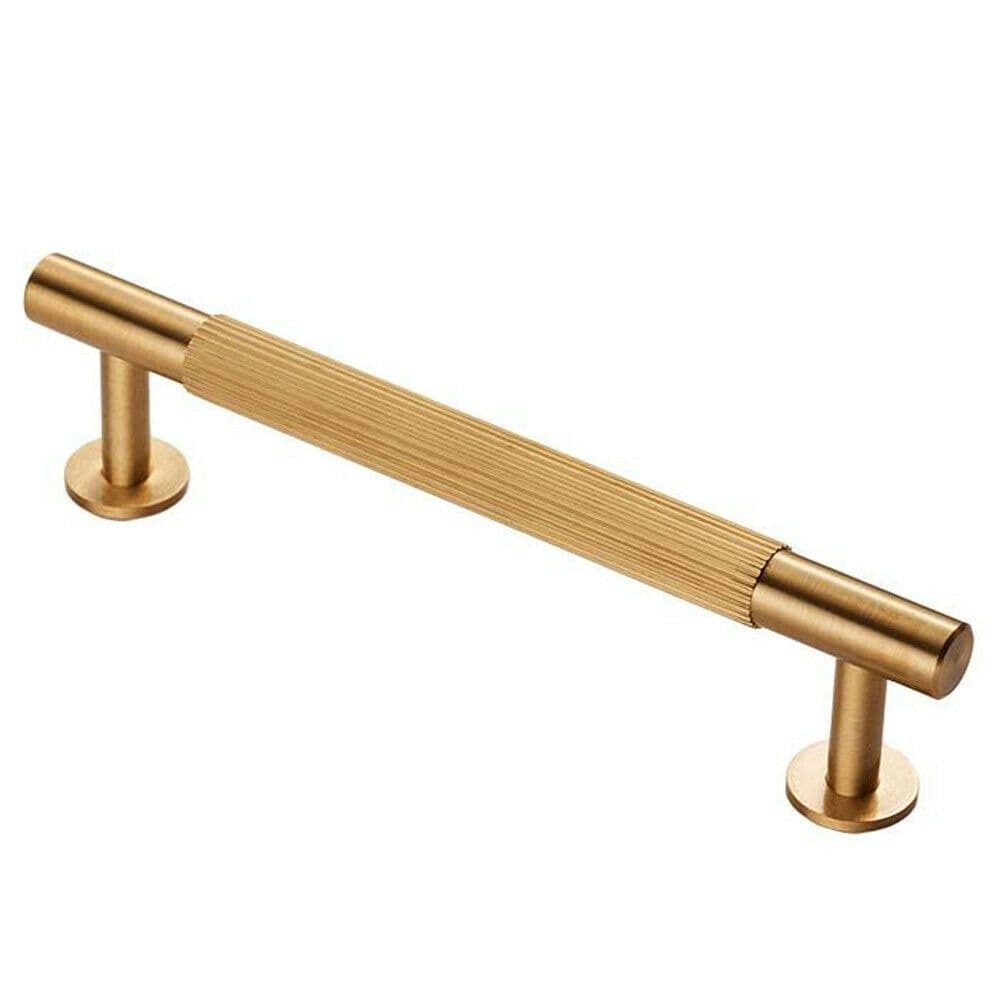 Lined Bar Door Pull Handle 190mm x 13mm 160mm Centres Satin Brass