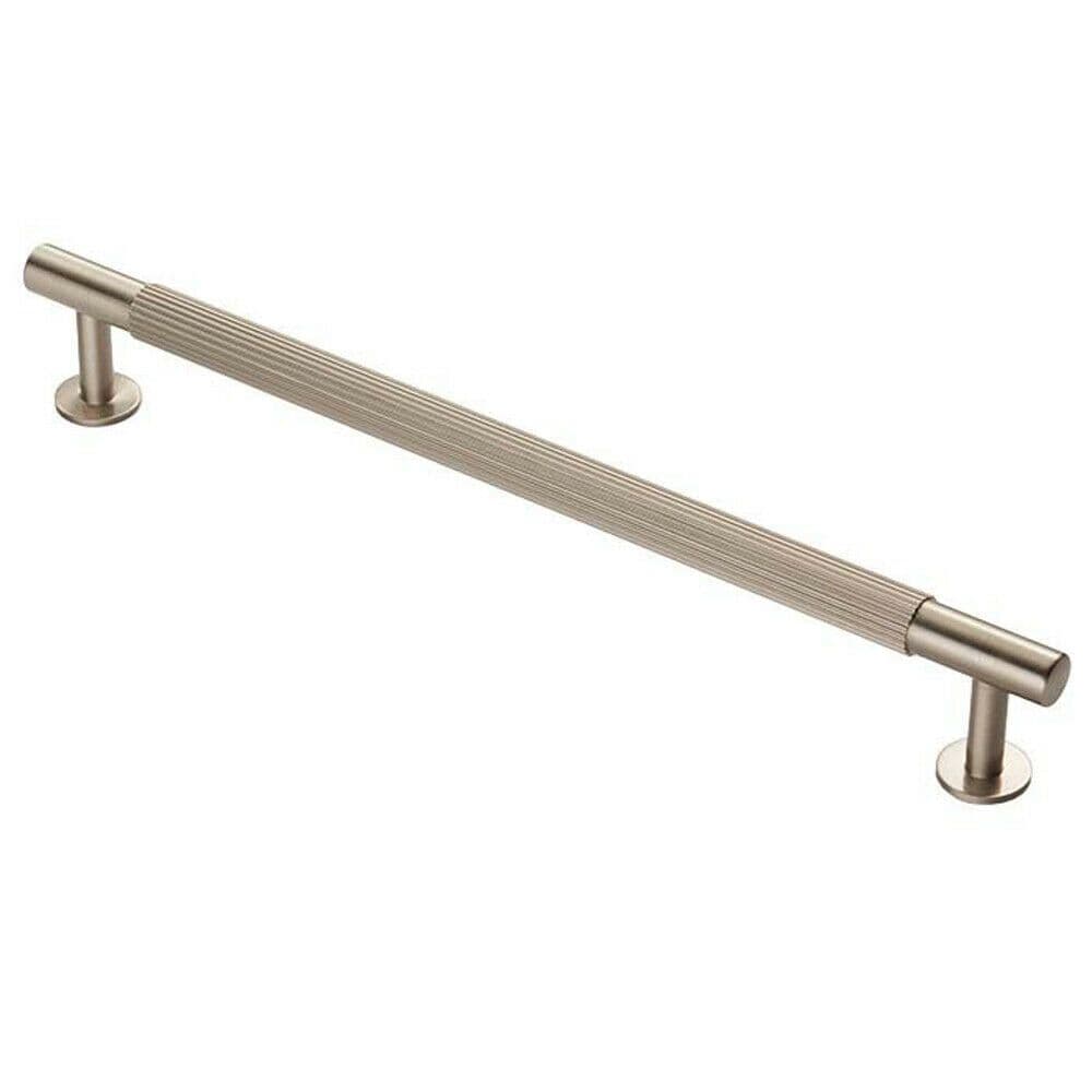 Lined Bar Door Pull Handle 274mm x 13mm 224mm Centres Satin Nickel