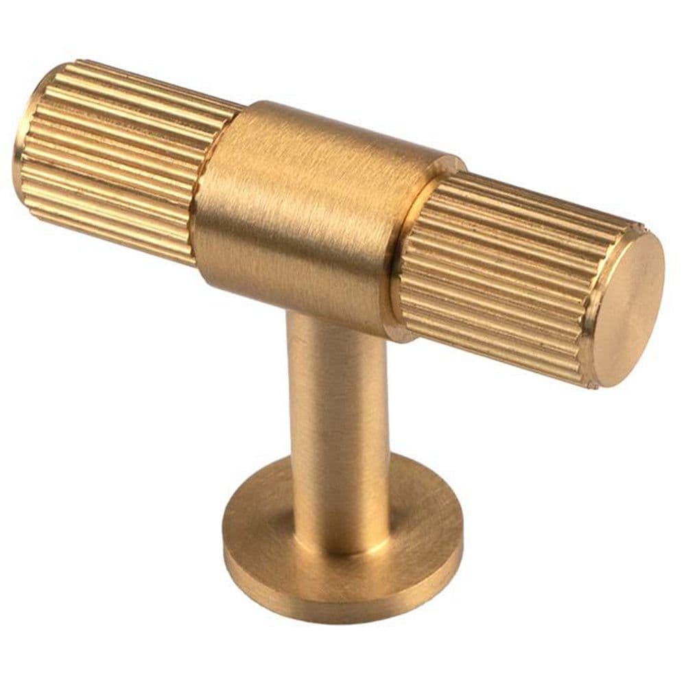 Lined Cupboard T Shape Pull Handle 50 x 13mm Satin Brass Cabinet Handle