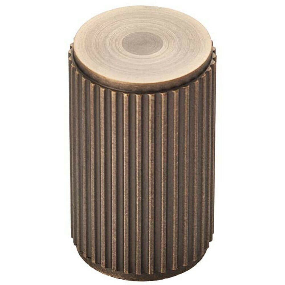 Lined Cylindrical Cupboard Door Knob 18mm Dia Antique Brass Cabinet Handle