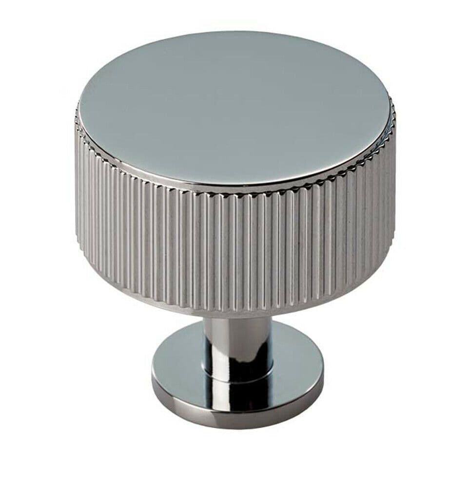Lined Radio Cupboard Door Knob 35mm Diameter Polished Chrome Cabinet Handle