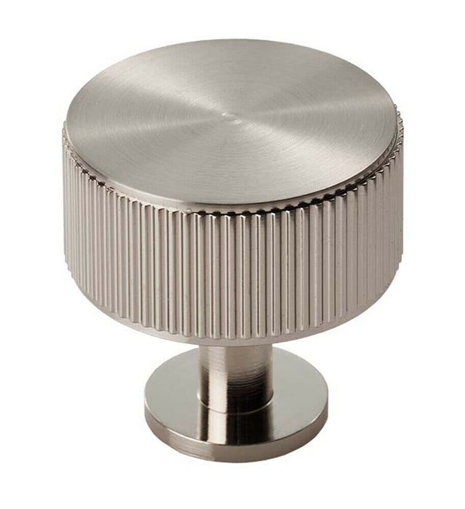 Lined Radio Cupboard Door Knob 35mm Diameter Satin Nickel Cabinet Handle