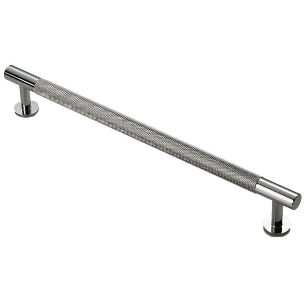 Knurled Bar Door Pull Handle 274mm x 13mm 224mm Centres Polished Chrome