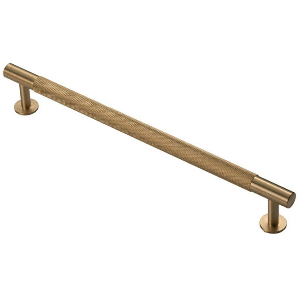 Knurled Bar Door Pull Handle 274mm x 13mm 224mm Centres Satin Brass