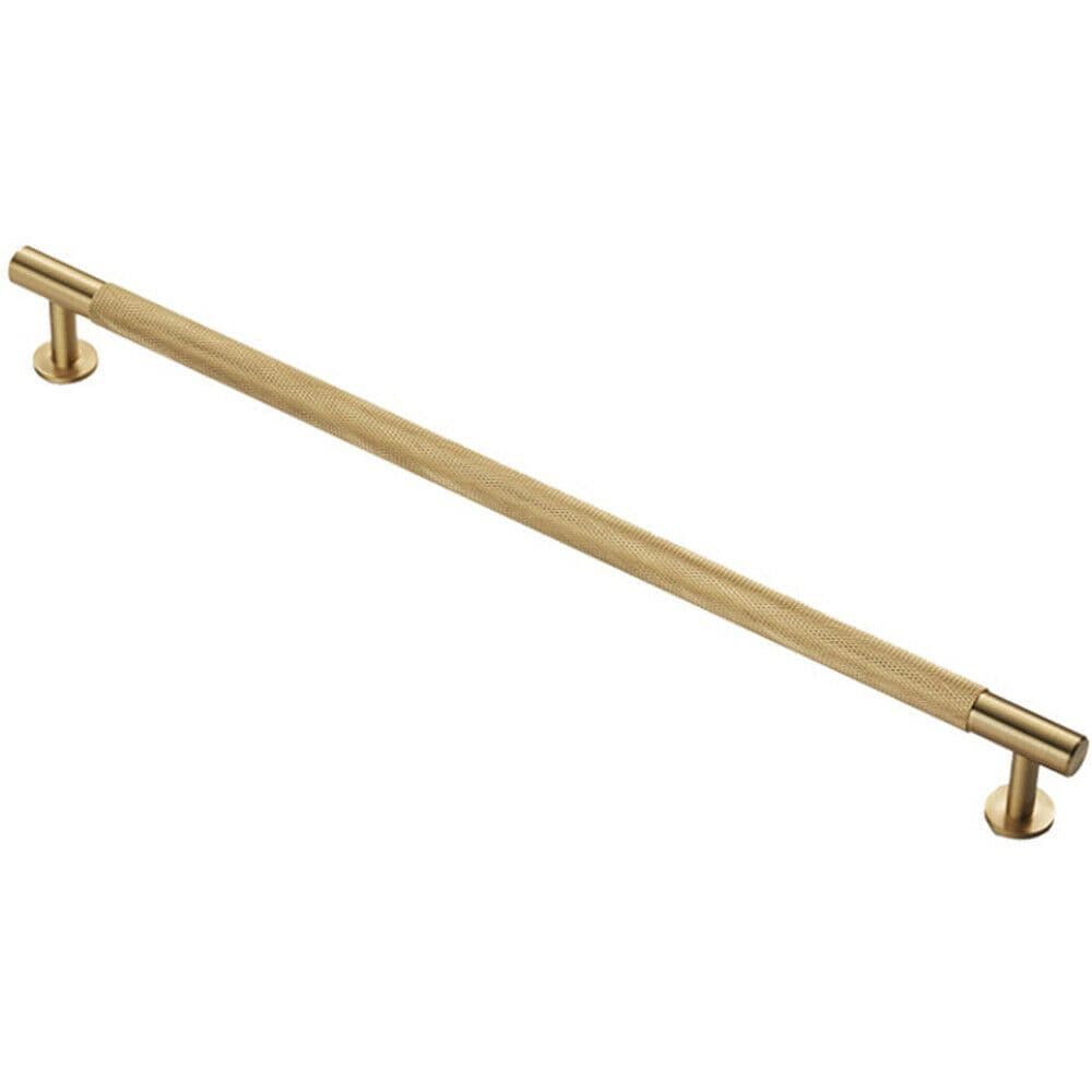 Knurled Bar Door Pull Handle 350mm x 13mm 320mm Centres Satin Brass