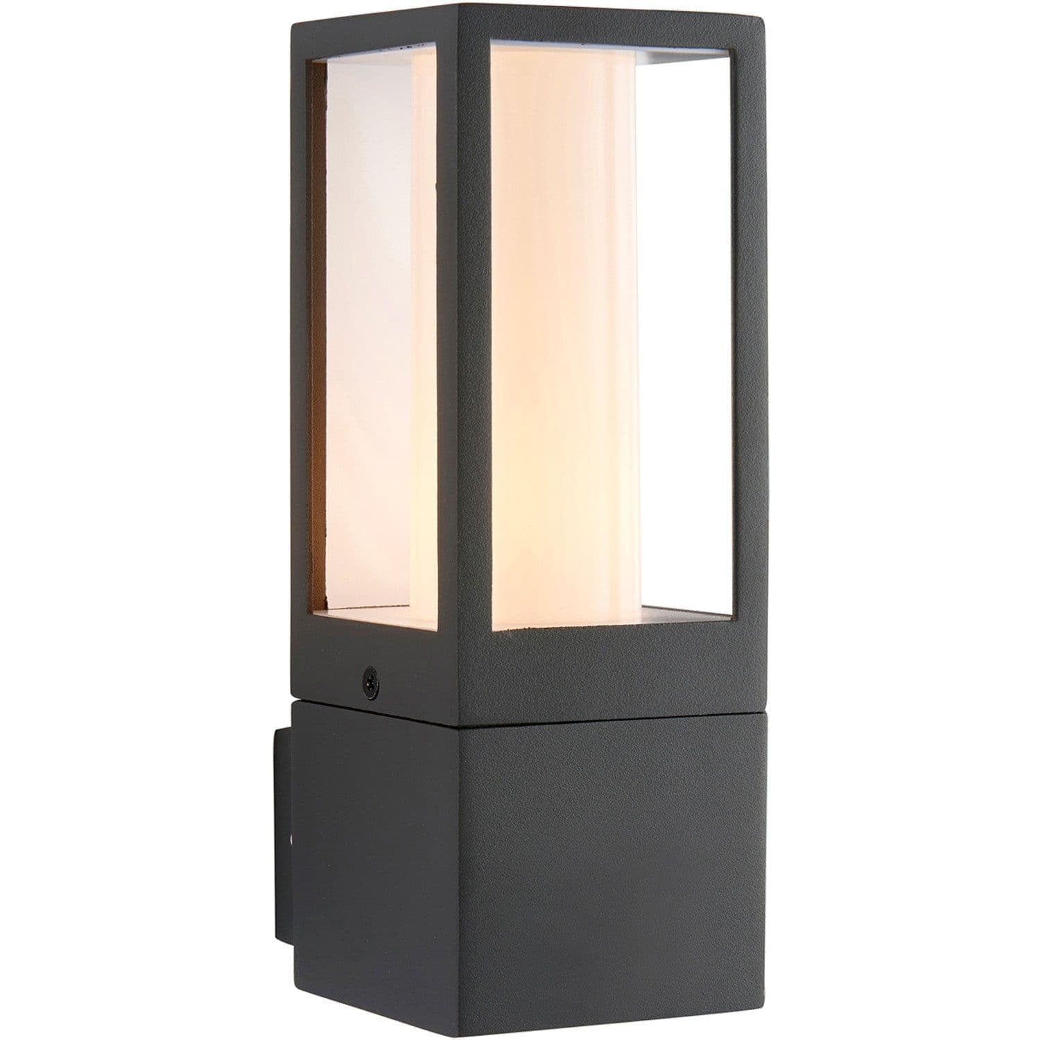 Outdoor IP44 Box Lantern Wall Light 7W LED GU10 Textured & Opal Pc