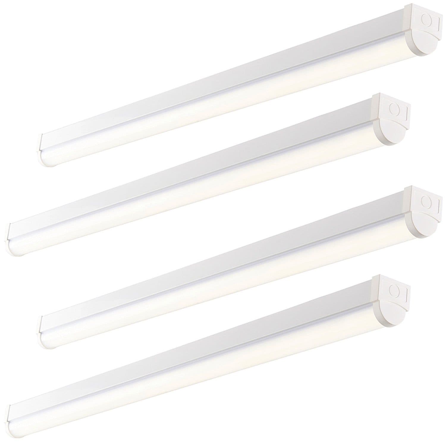 4 PACK 6ft High Lumen Batten Light - 68.5W Cool White LED - Gloss White & Opal