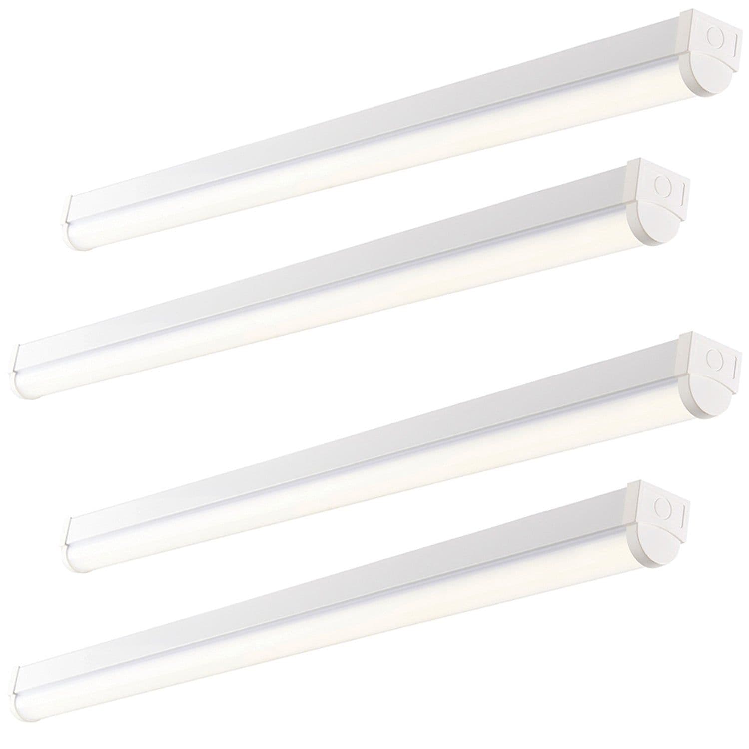 4 PACK 4ft Emergency Batten Light - 24.5W Cool White LED - Gloss White & Opal