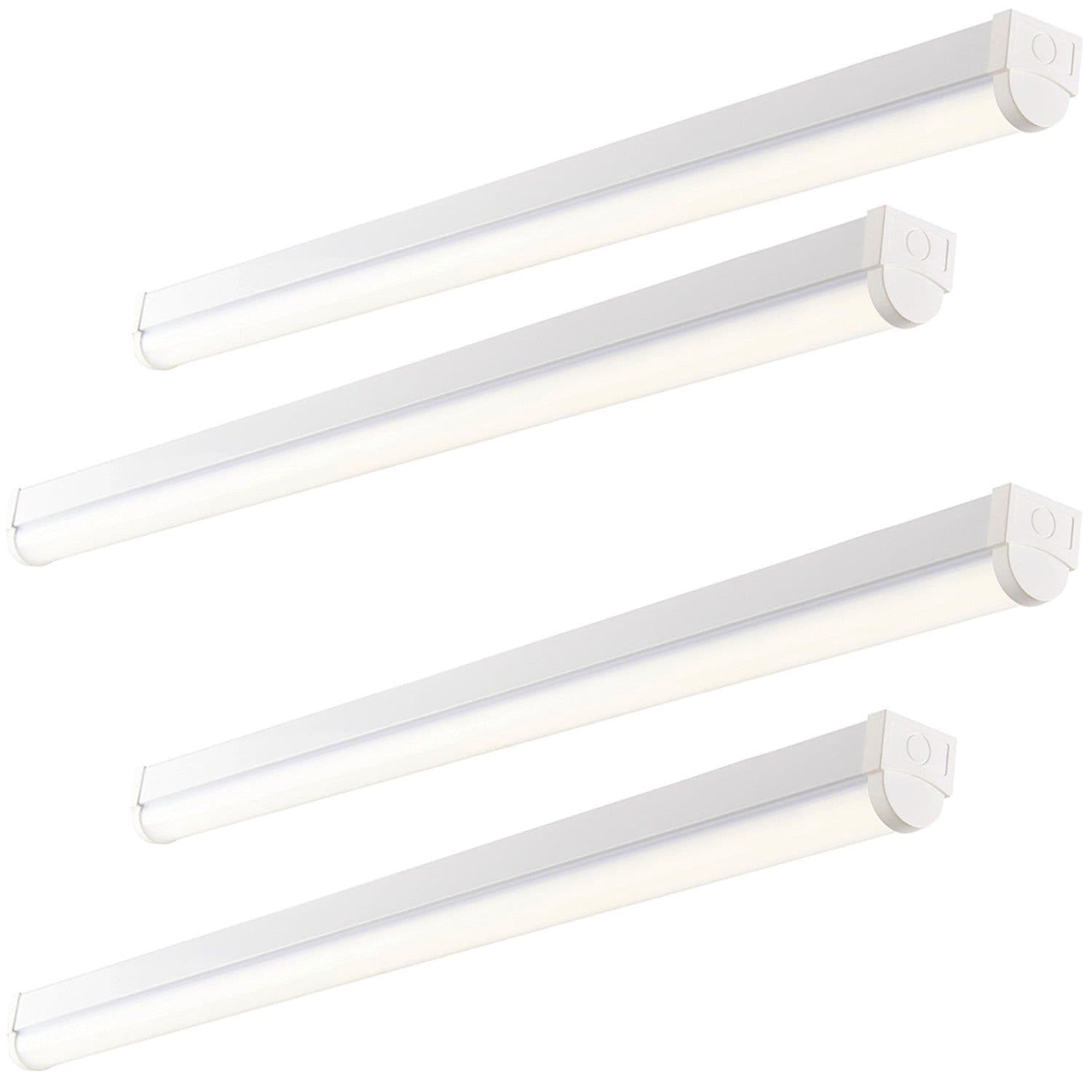 4 PACK 5ft Emergency Batten Light - 41W Cool White LED - Gloss White & Opal