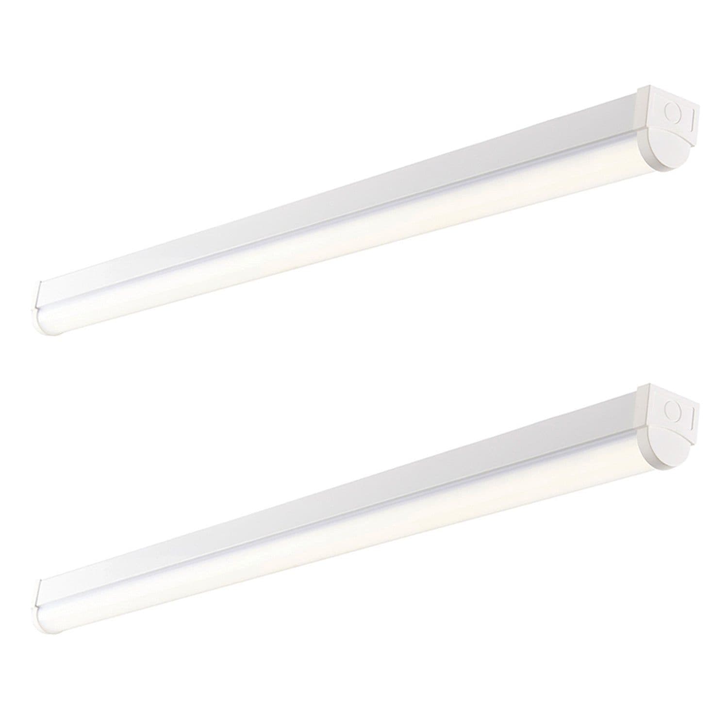 2 PACK 6ft Emergency Batten Light 52W Cool LED Gloss & Opal