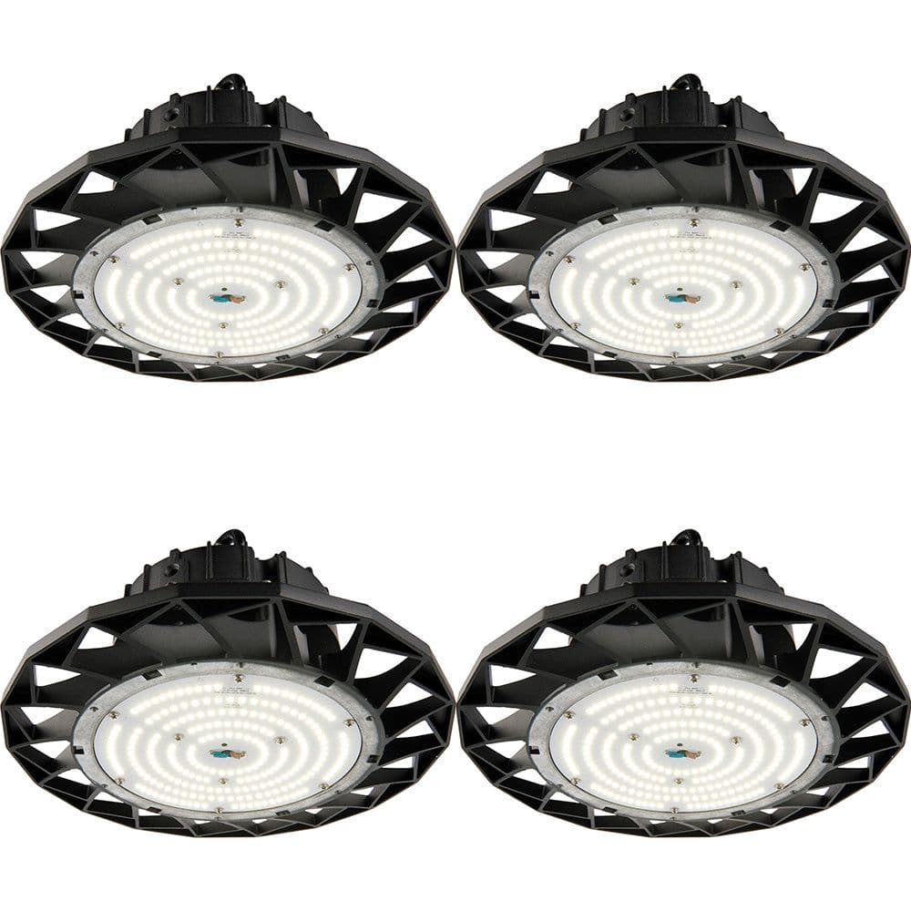 4 PACK High Bay IP65 Pendant Light - 100W Daylight White LED - Matt Black
