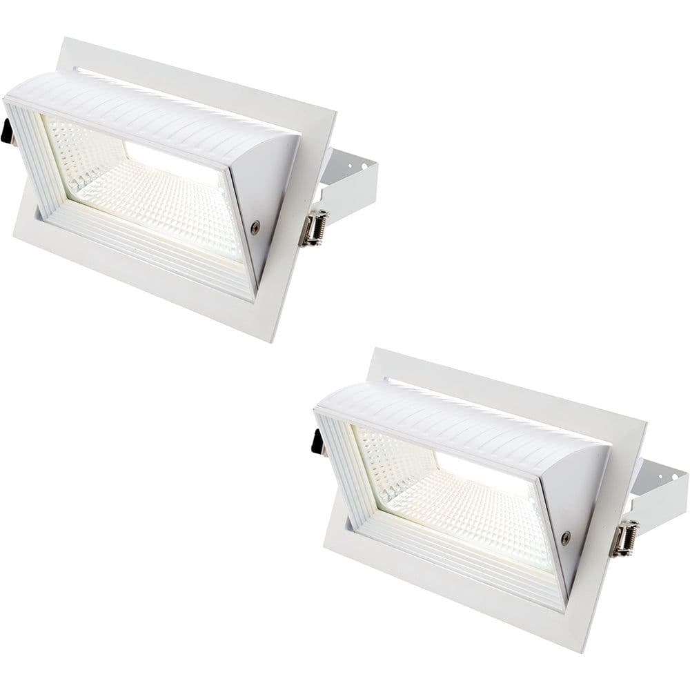 2 PACK Fully Adjustable Ceiling Downlight 35W Cool LED Matt