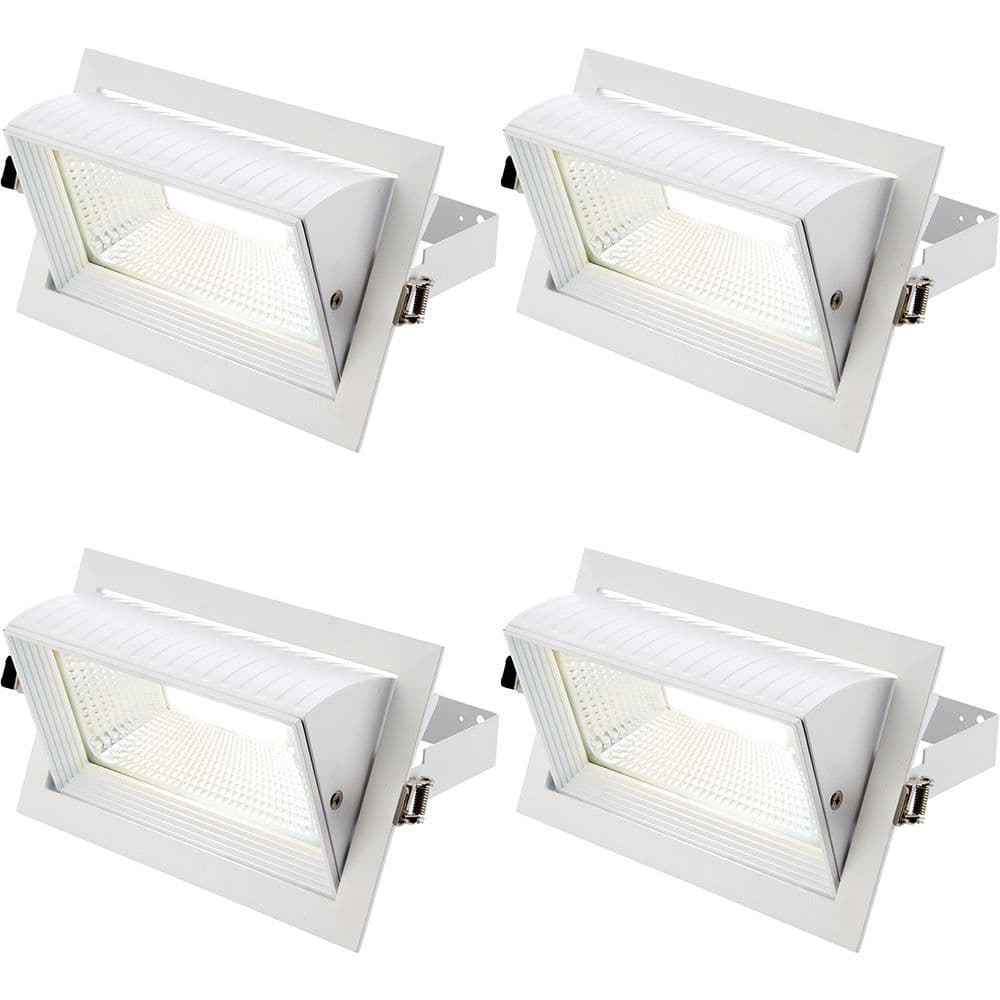 4 PACK Fully Adjustable Ceiling Downlight - 35W Cool White LED - Matt White