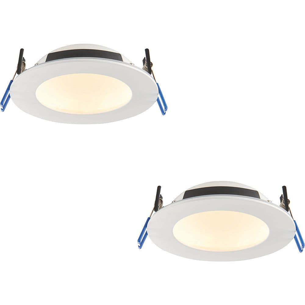 2 PACK Anti-Glare Recessed IP65 Ceiling Downlight - 12W CCT LED - Matt White
