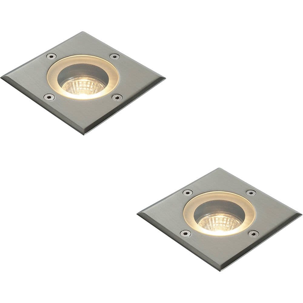 2 PACK Marine Grade IP65 Square Ground Light 50W GU10 Stainless Steel