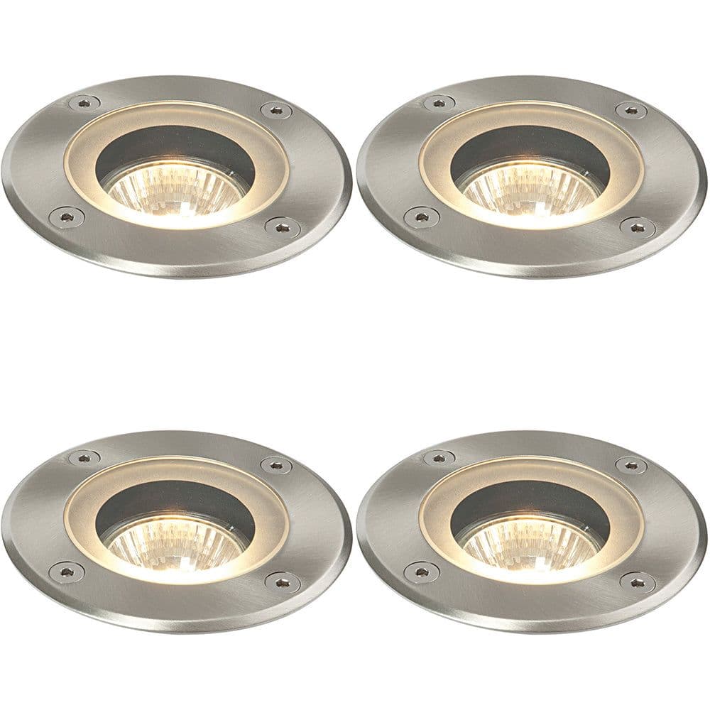 4 PACK Marine Grade IP65 Round Ground Light - 50W GU10 - Stainless Steel