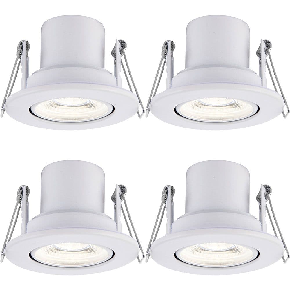 4 PACK Recessed Tiltable Ceiling Downlight 8.5W Cool LED Matt
