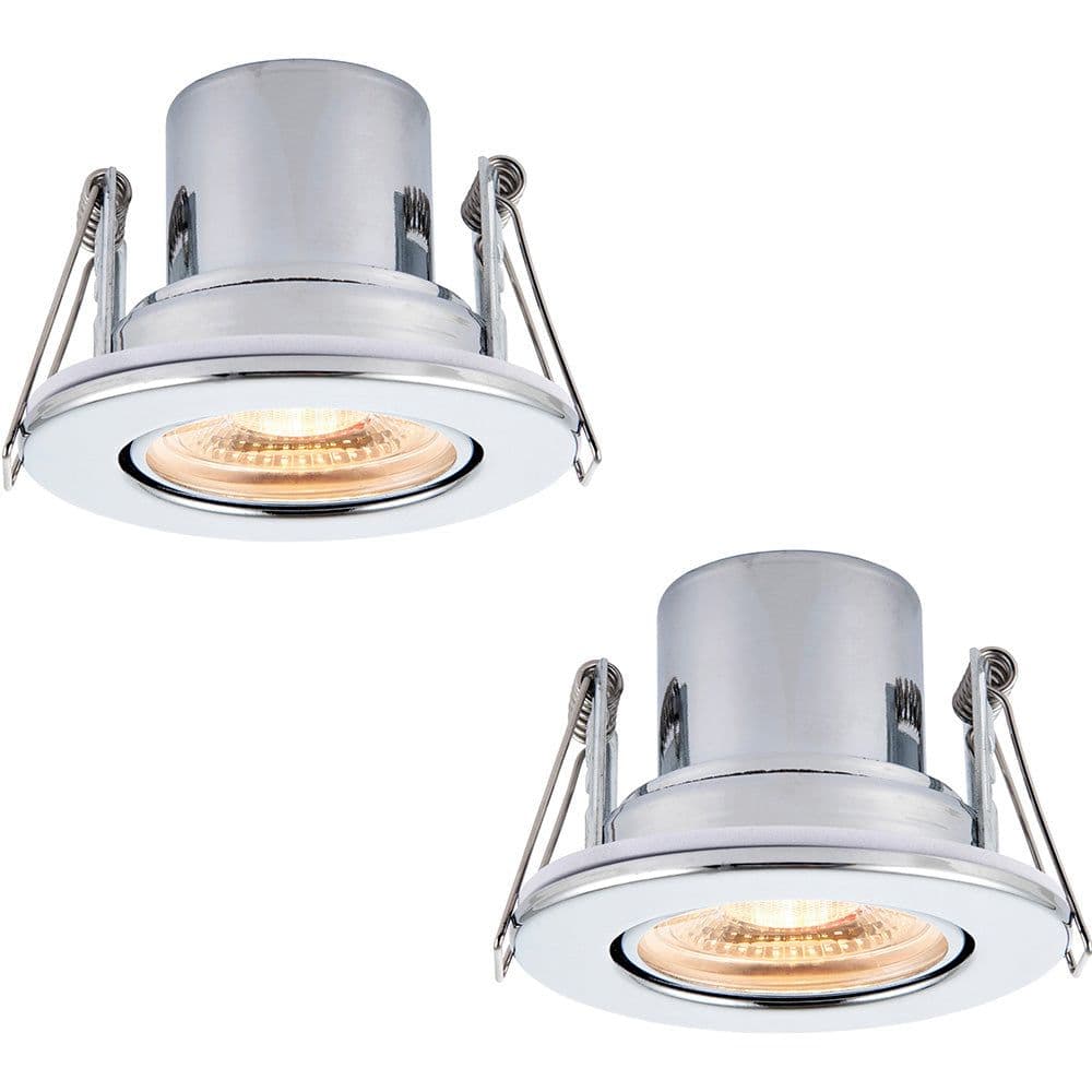 2 PACK Recessed Tiltable Ceiling Downlight 8.5W Warm LED Chrome Plate