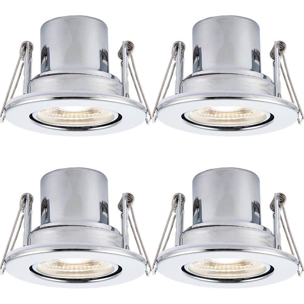 4 PACK Recessed Tiltable Ceiling Downlight 8.5W Cool LED Chrome Plate