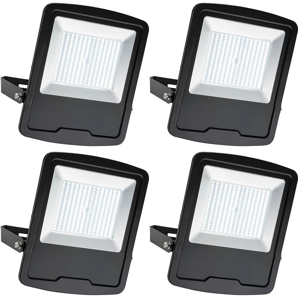 4 PACK Slim Outdoor IP65 Floodlight - 200W Daylight White LED - High Output
