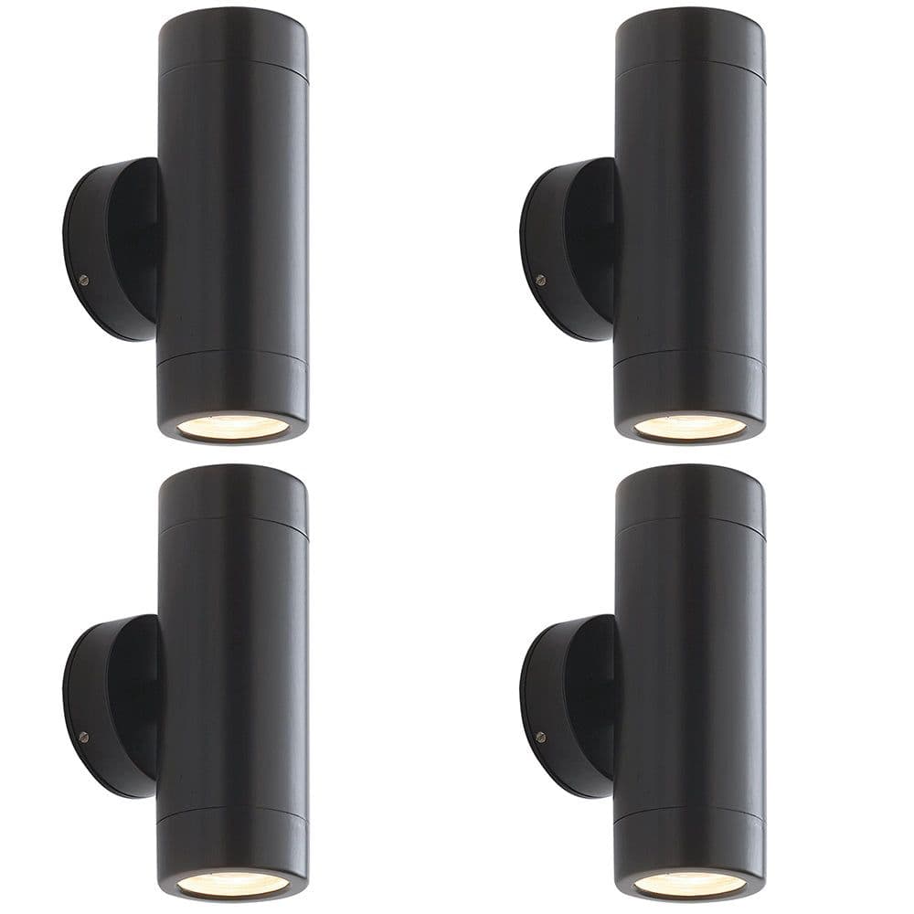 4 PACK Up & Down Twin Outdoor Wall Light 2 x 7W LED GU10 Satin