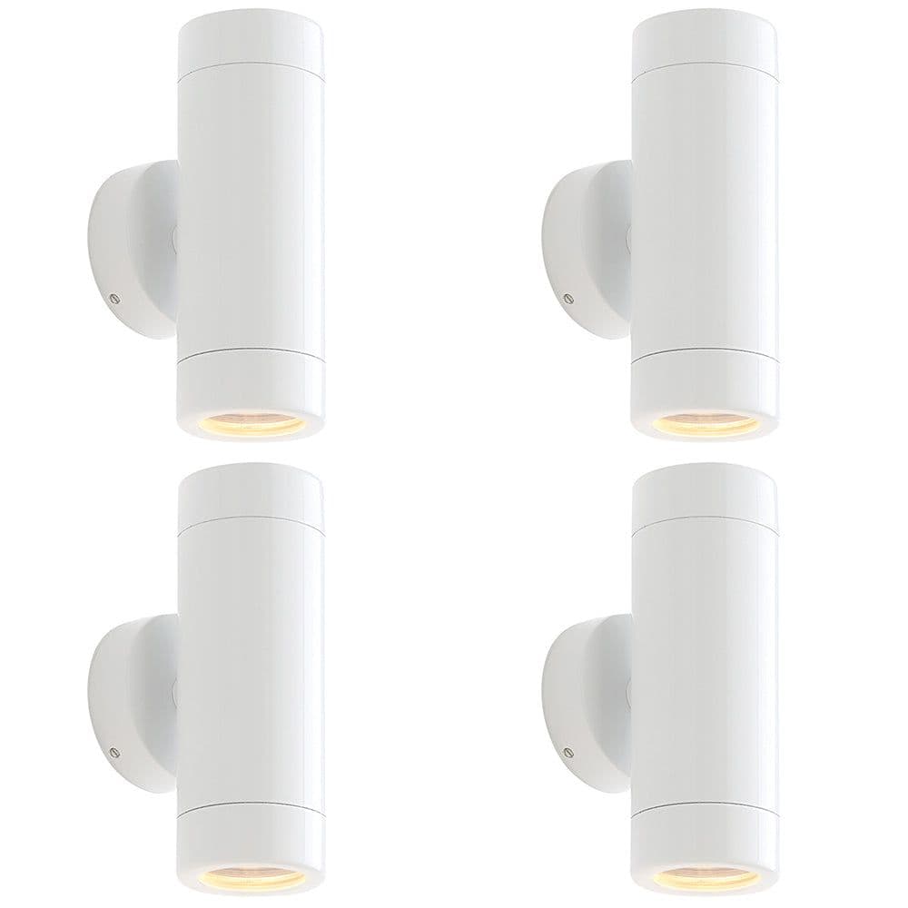 4 PACK Up & Down Twin Outdoor Wall Light 2 x 7W LED GU10 Gloss