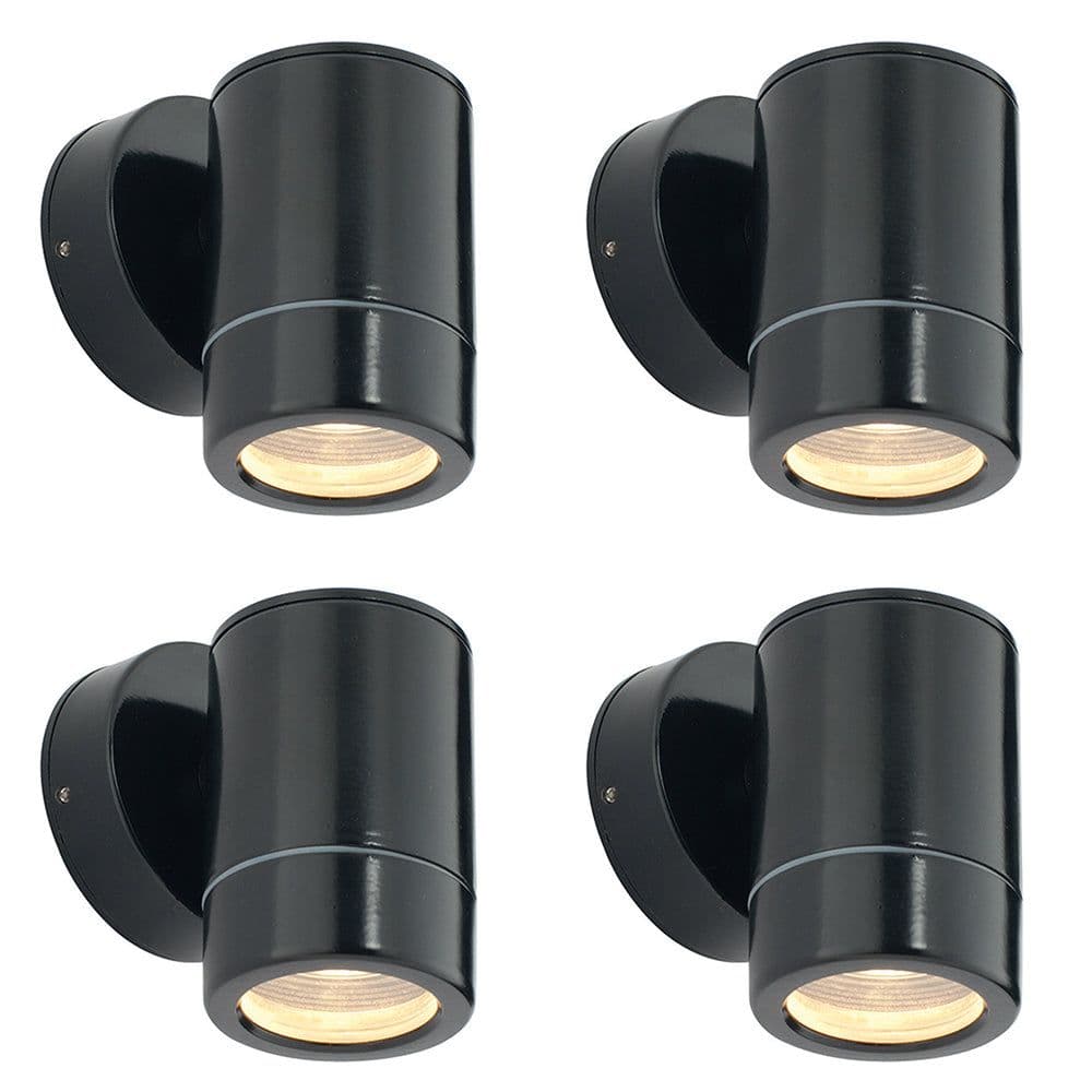 4 PACK Outdoor IP65 Wall Downlight - Dimmable 7W LED GU10 - Satin Black
